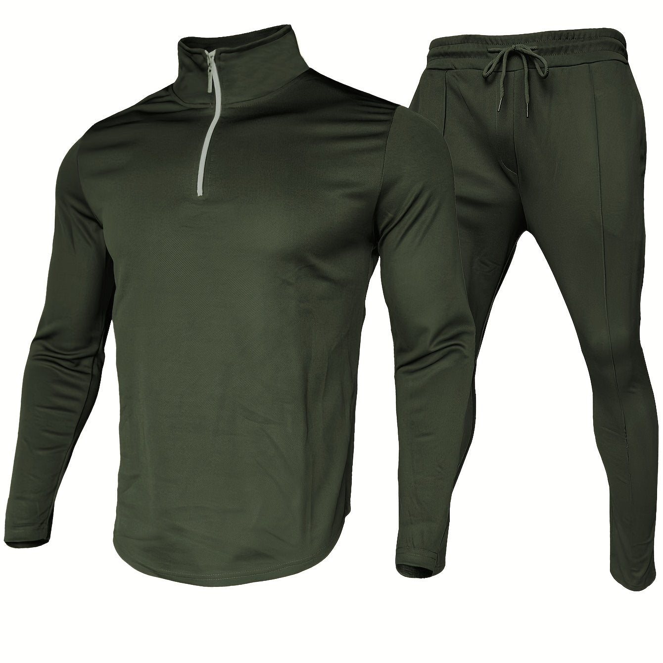 Men's 2-Piece Sportswear Set Quarter Zip Pullover and Drawstring Sweatpants Polyester Fall Outdoor Active