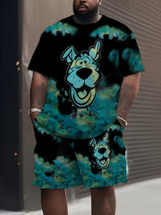 Men's Anime Print T-Shirt and Shorts Set Casual Street Style Plus Size
