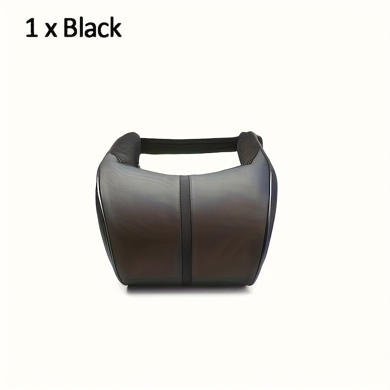 Car Headrest Pillow Black with Red Stitching Memory Foam Cushion Ergonomic