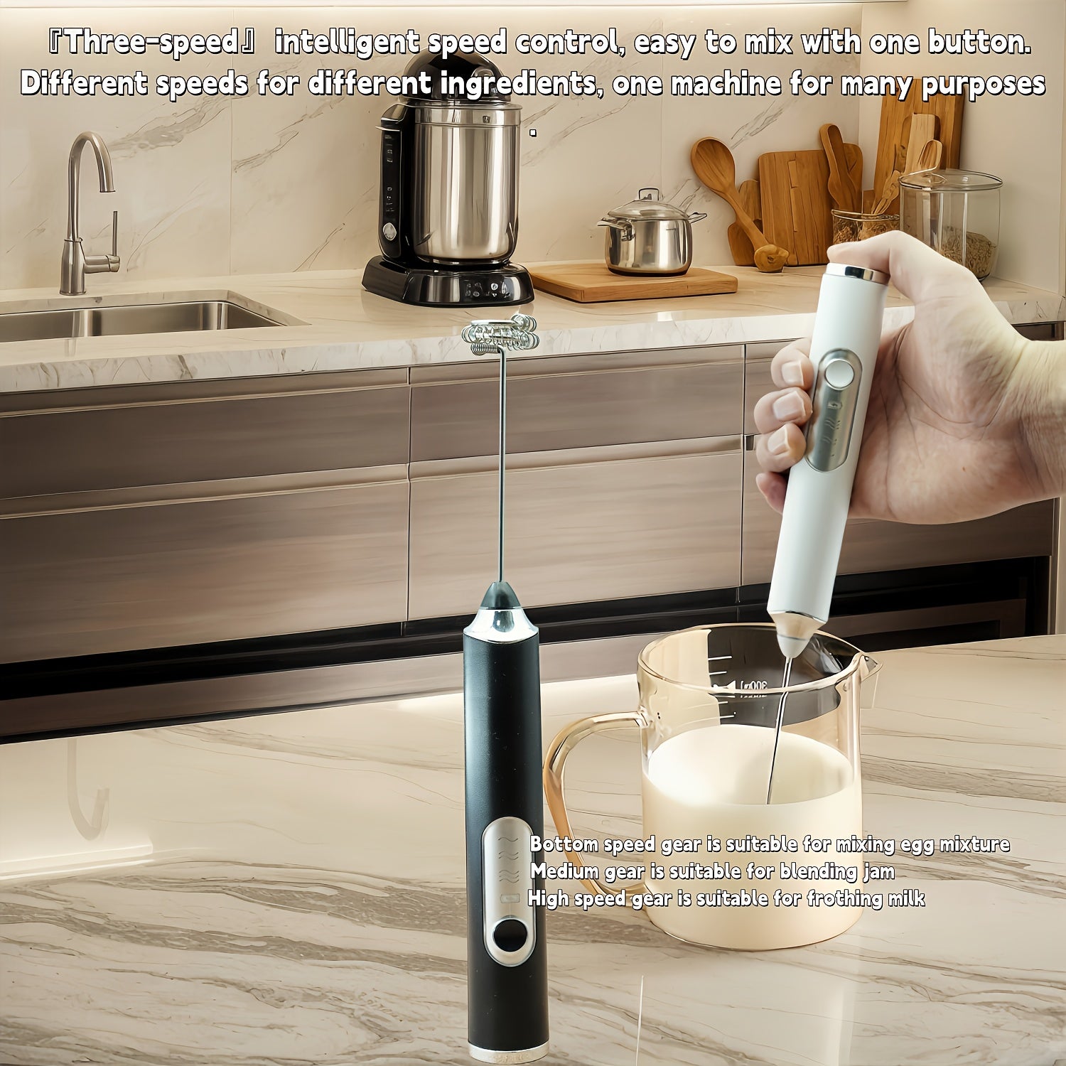 Мини-электрический ручной беспроводной USB-заряжаемый взбивалка для кофе