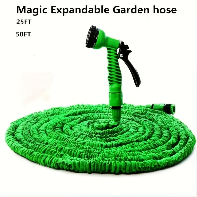 Expandable Polyethylene Garden Hose Set with High-Pressure Nozzle 15m for Outdoor Use