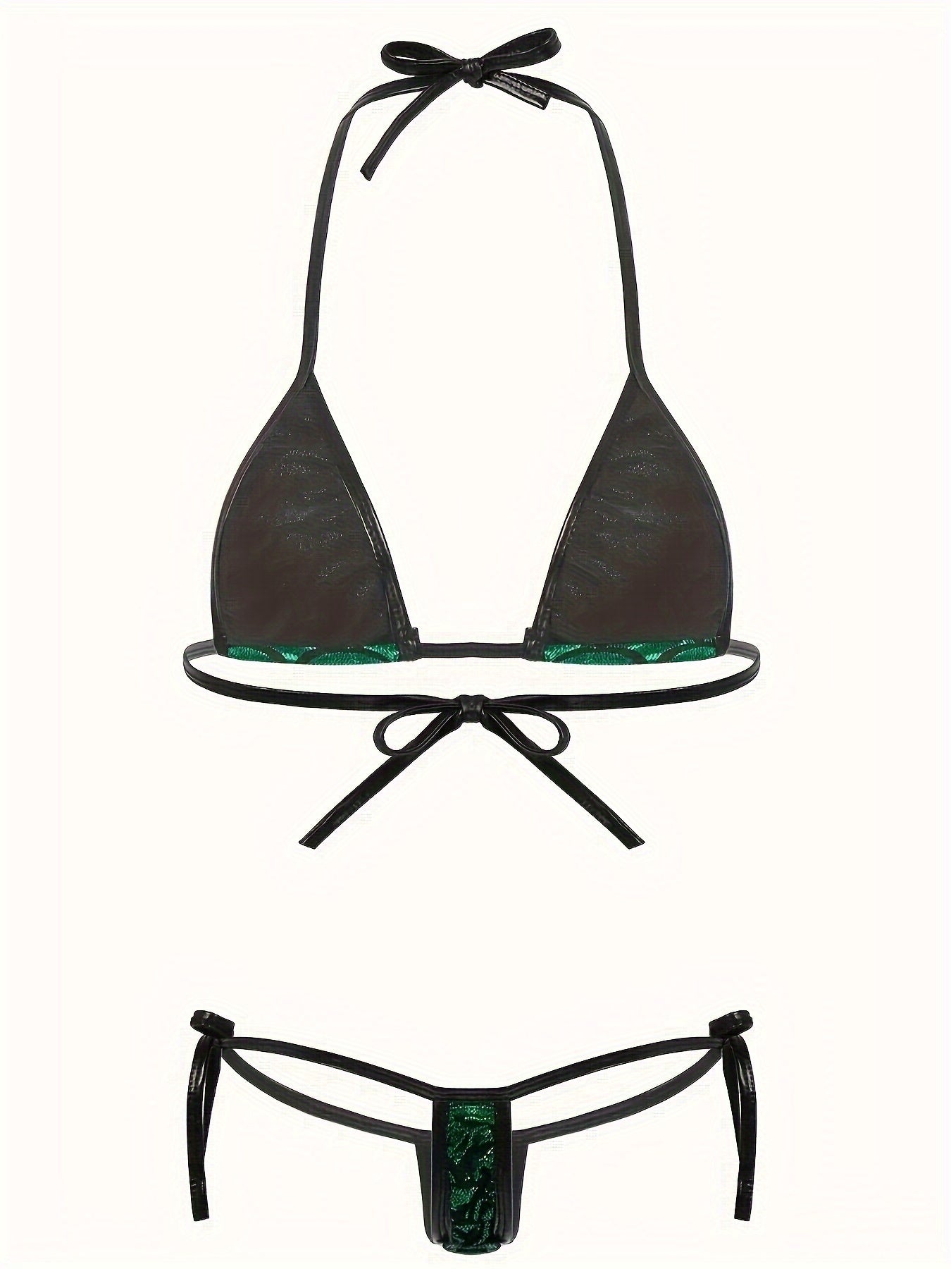 Women’s Mermaid Scale Print Thong Lingerie Set with Adjustable Straps