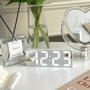 LED Mirror Alarm Clock with Digital Display and USB Charging for Bedroom or Office