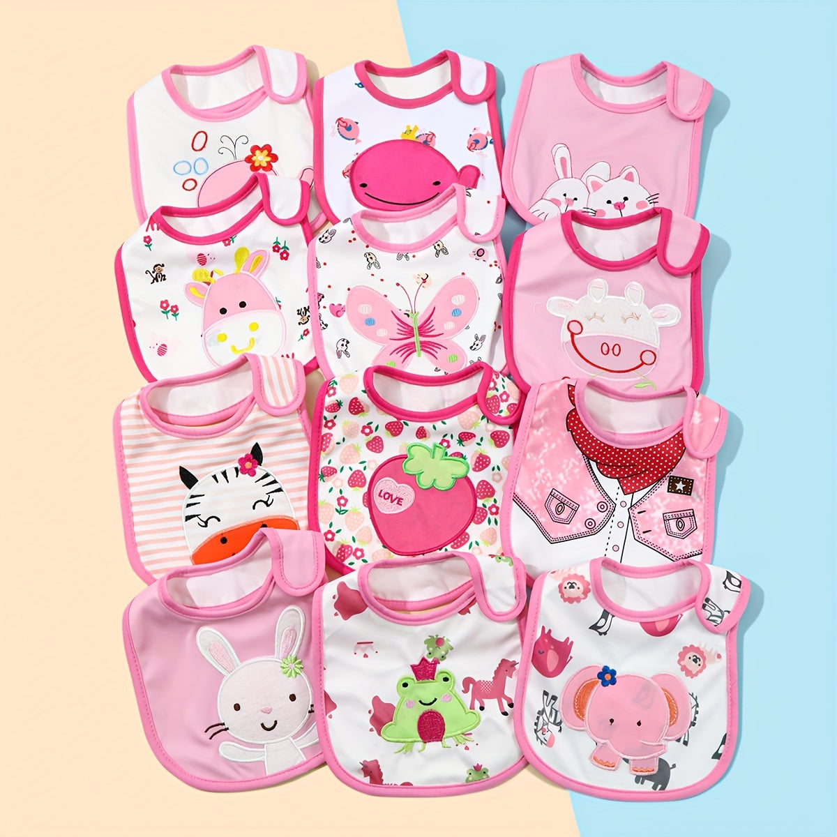 Baby Bibs Set Waterproof Cotton Cartoon Prints 3 or 5 Pieces for Newborn Infants