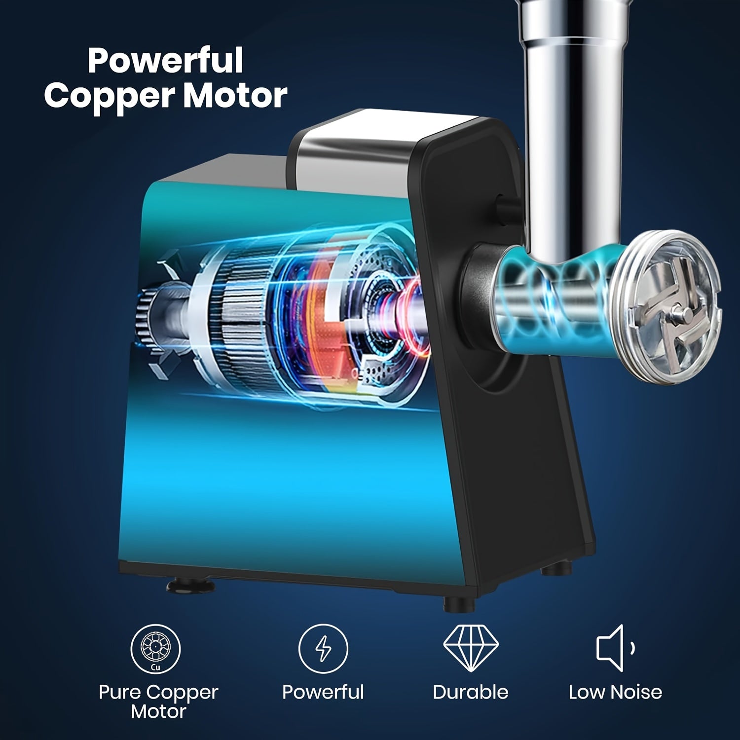 Molino de carne eléctrico de acero inoxidable con accesorios 220-240V enchufe europeo