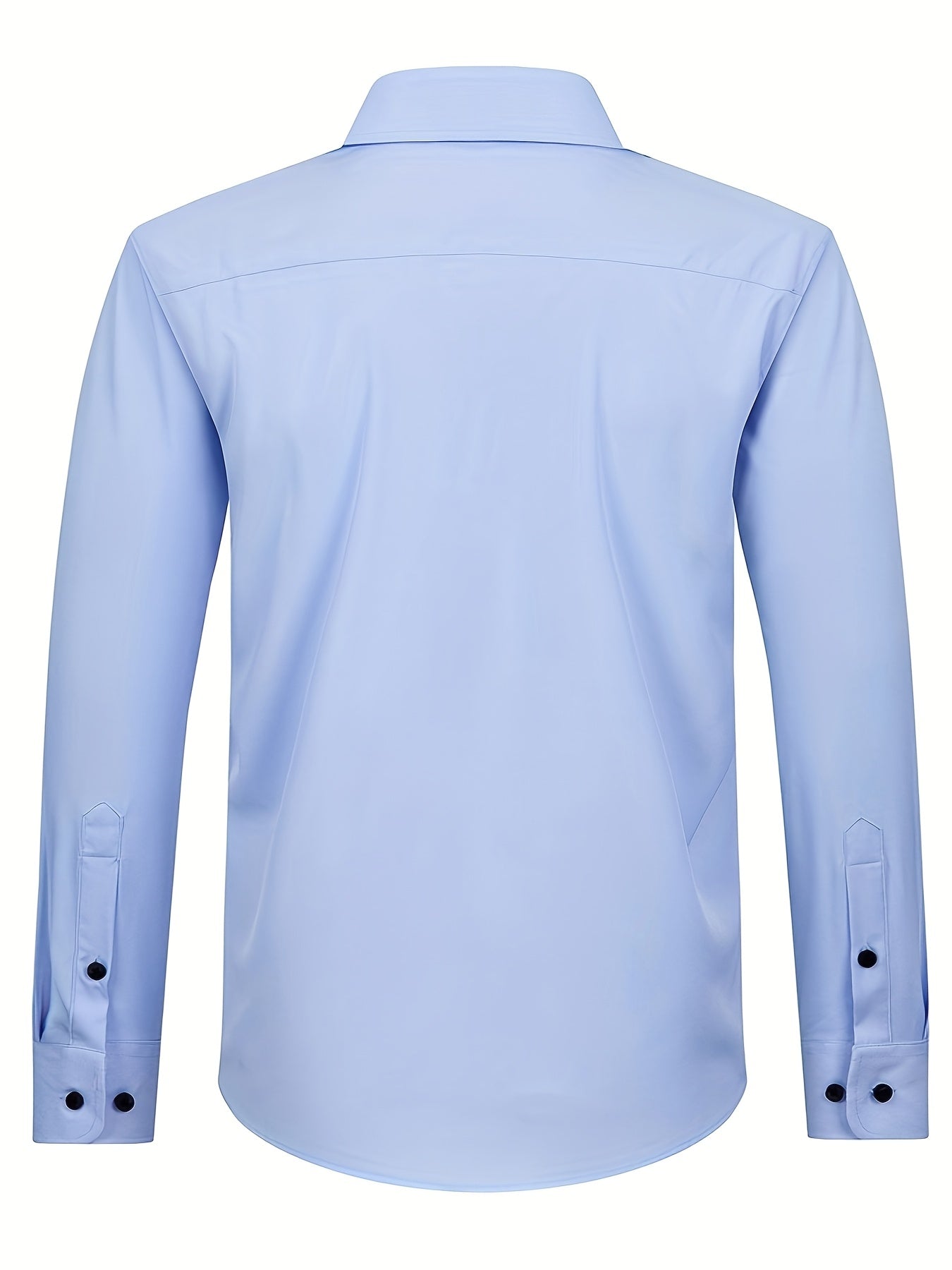 Erkaklar uchun klassik biznes formal uzun qo'lqonli ko'ylak, to'g'ri rangda, kvadrat bo'yin va tugma tafsilotlari bilan, yumshoq polyester aralashmasidan tayyorlangan. Kuz/Qish mavsumi uchun katta o'lchamlarda mavjud. Mos keladi