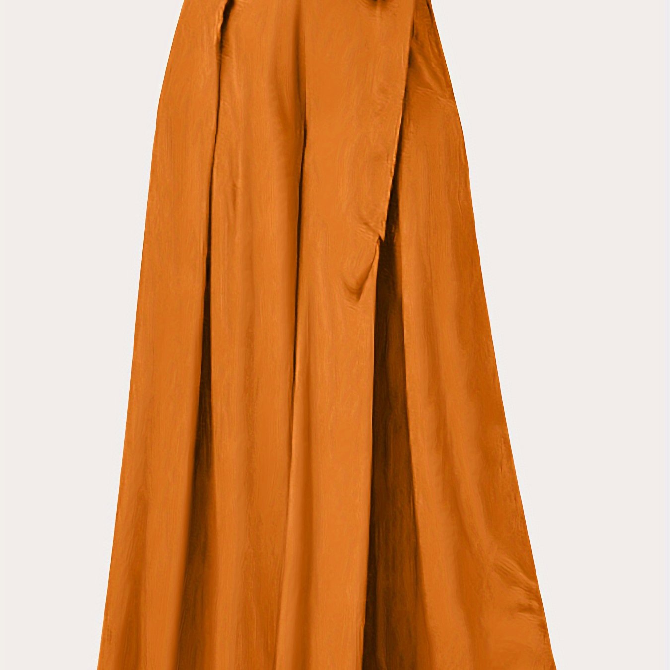 Pantalones anchos de mujer con lazo en la parte delantera, cintura alta, casual, de poliéster tejido