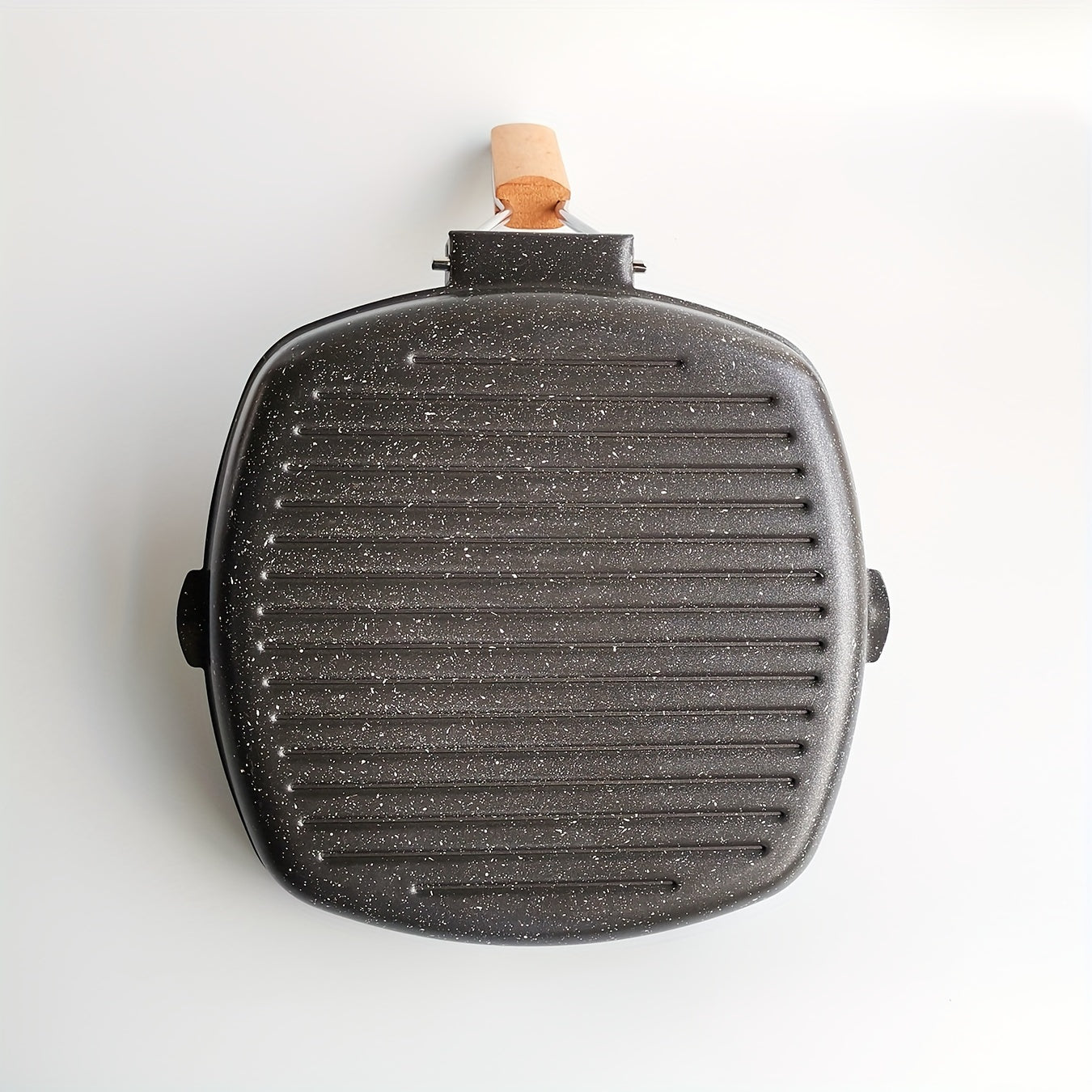 Aluminum Skillet with Non-Stick Coating and Foldable Wood Handle for Breakfast and Steak