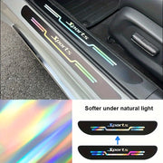 Reflective PU Leather Car Door Sill Protectors with Colorful Strips and Iridescent Finish