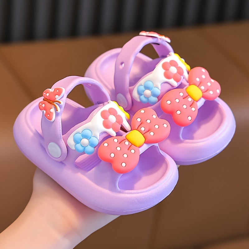 Girls' Bowknot Sandals Breathable Non-Slip Indoor Outdoor All-Season Comfort