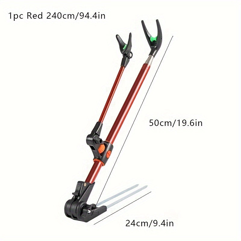 Adjustable Stainless Steel Fishing Rod Holder with Ground Spike Red or Blue