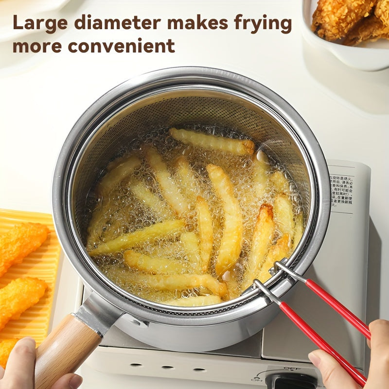 Stainless Steel Deep Fryer with Basket for Fish and Fries Camping Induction Compatible