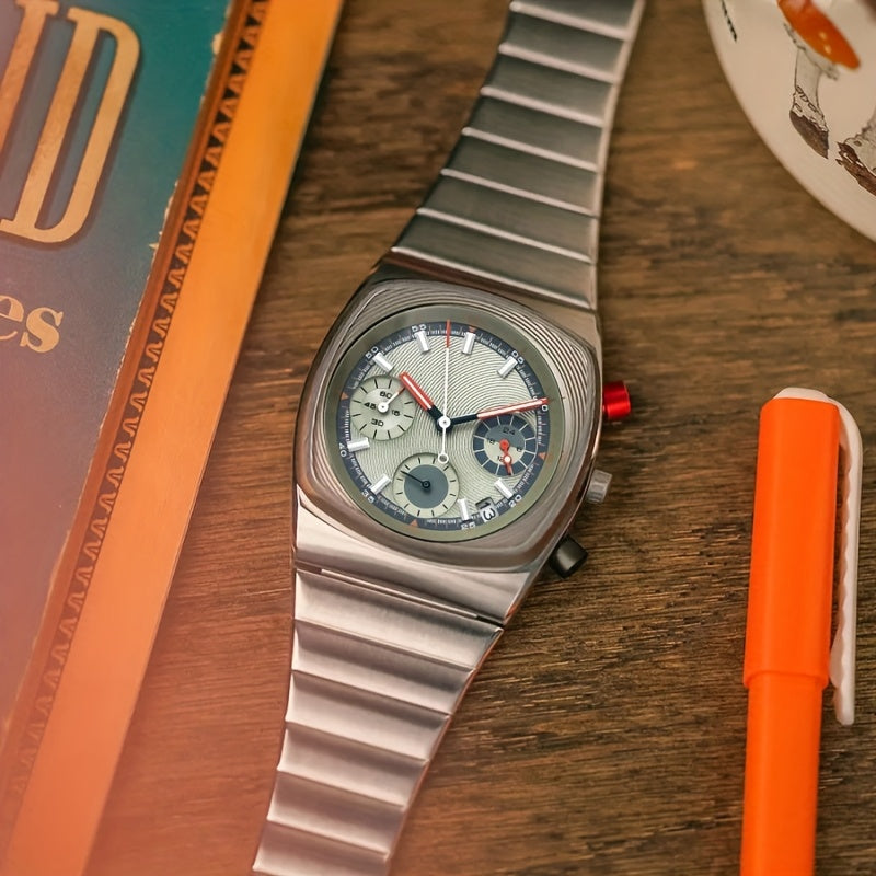 Men's Square Mechanical Watch Stainless Steel Casual with Date Feature