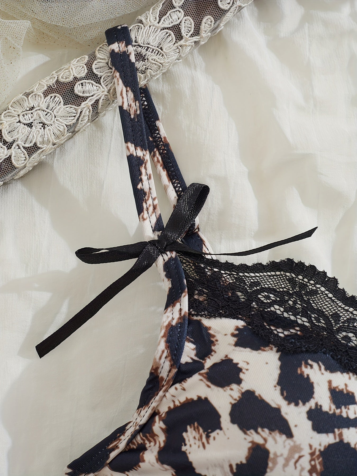 Leopard Lace Slip Dress with Side Split Women’s Lingerie