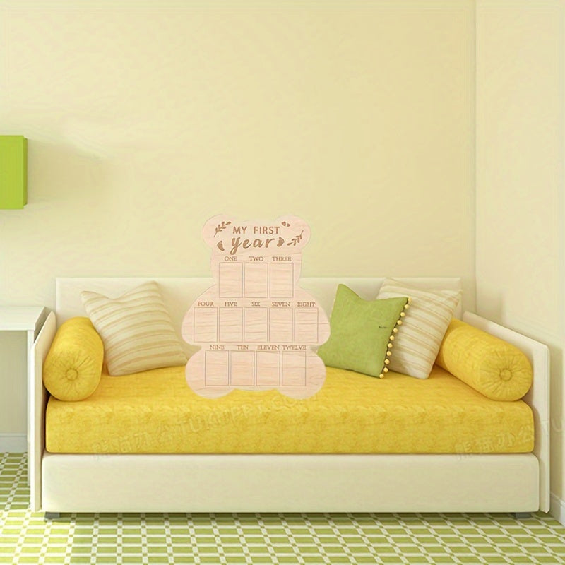 Красивая деревянная рамка для фотографий с медвежонком на первый год жизни - стильная отделка, вертикальный стиль, отлично подходит для декора комнаты и ежемесячного календаря, идеальный подарок на первый день рождения