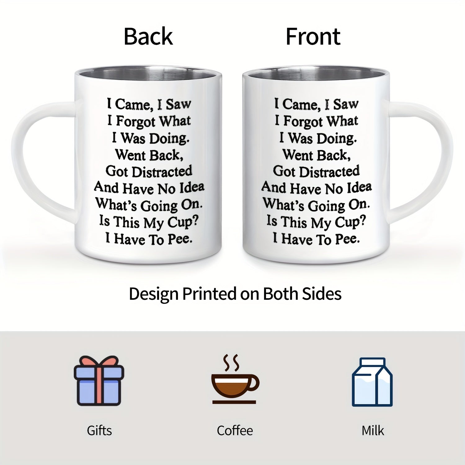 Senior Camping Coffee Mug 11oz Stainless Steel Reusable BPA-Free Gift