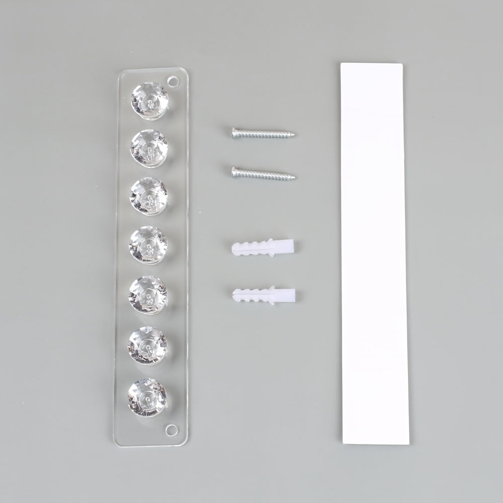 Acrylic Wall Mounted Jewelry Organizer with 7 Hooks for Necklaces and Accessories