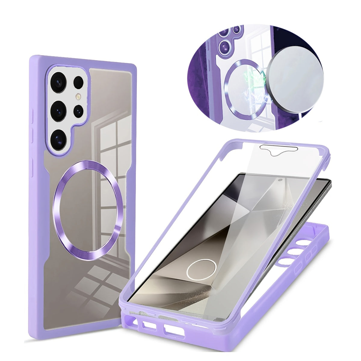 Samsung Galaxy S21 Ultra S22 Ultra S23 Ultra S24 Ultra S24 Plus S24 FE S23 FE uchun akril magnit telefon qutisi, himoya qoplamasi bilan