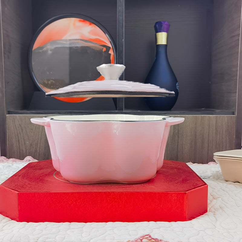 Rangli emalli qumtaqli qozon, 1.5 kvart, qopqog' bilan, pechga mos, 500°F gacha