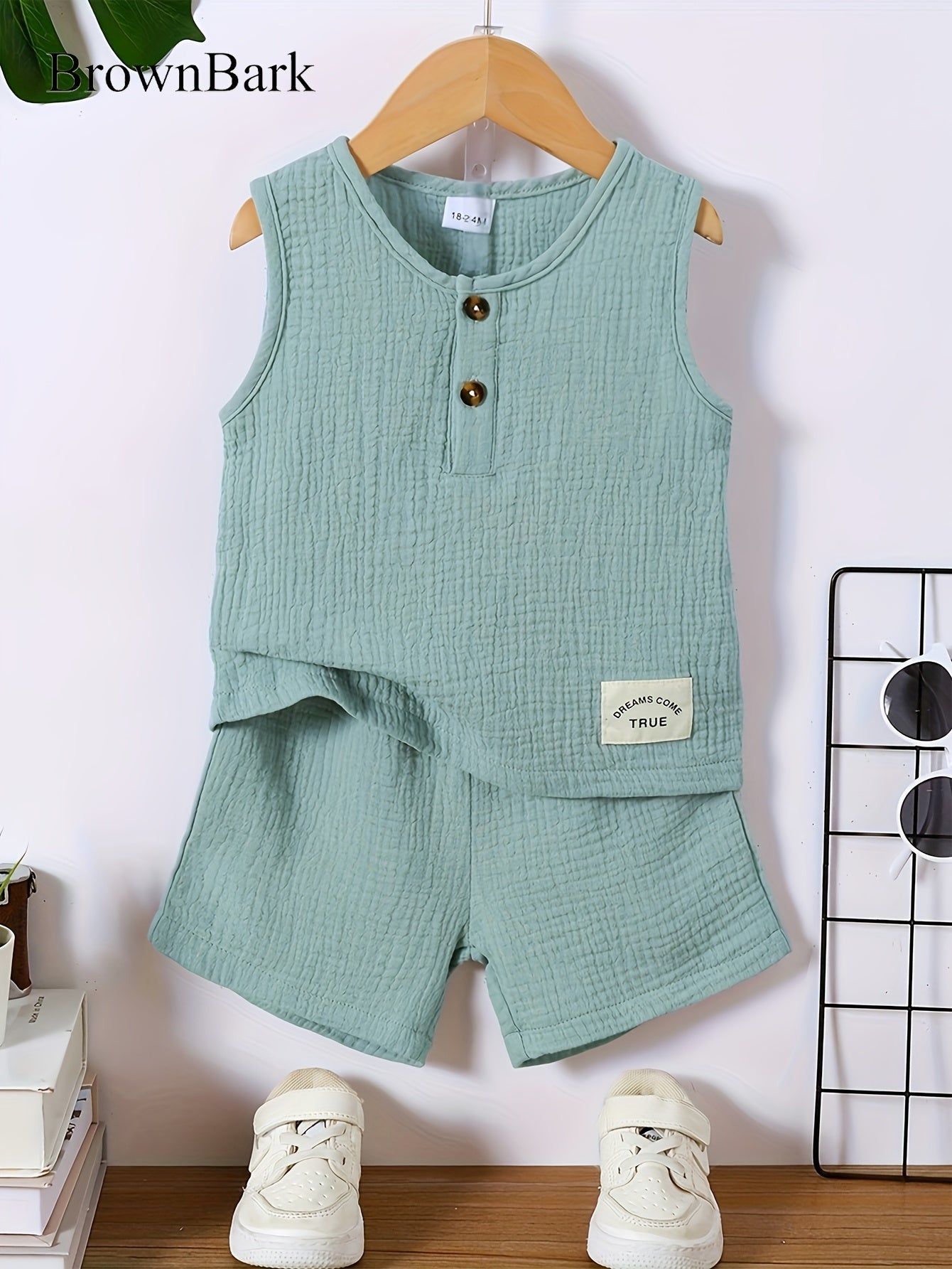 Toddler's Cotton Summer Outfit Sleeveless Top and Shorts Set for Outdoor Play