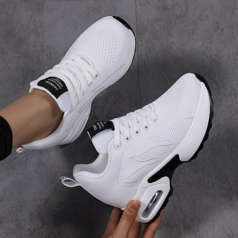 Women’s Breathable Shock-Absorbing Running Shoes Flat Casual Sneakers White All-Season