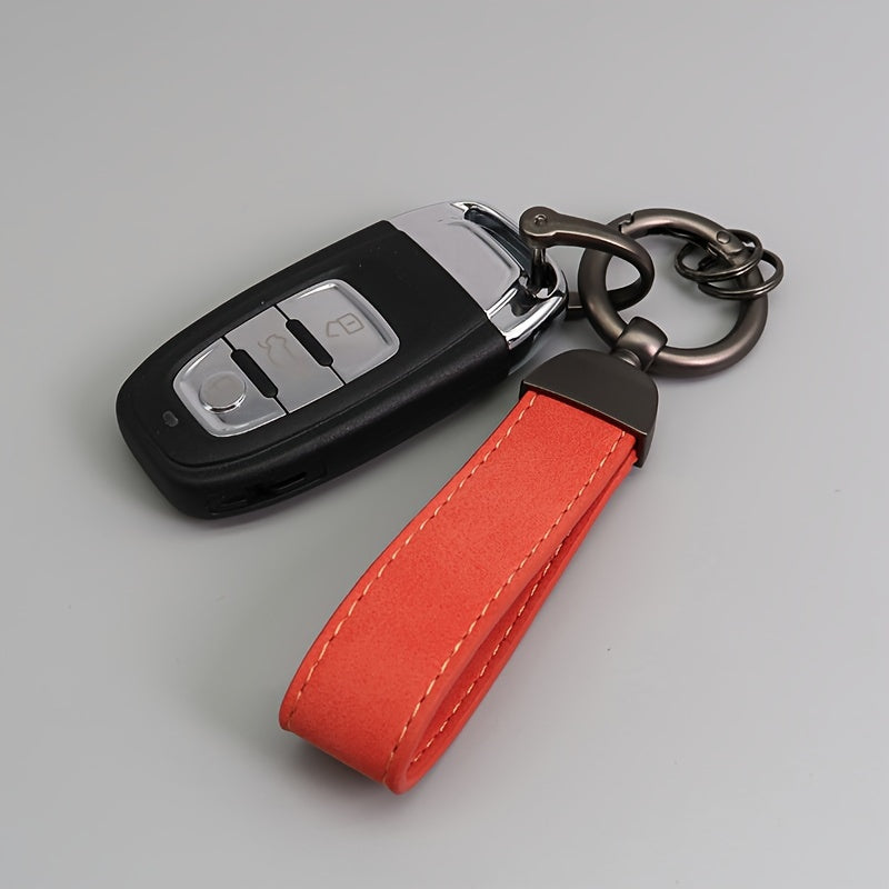 Men's Suede Car Key Chain with PU Leather Anti-Loss Key Holder Gift