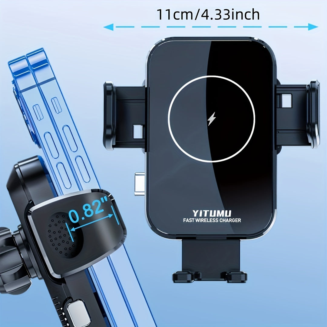 Wireless Car Charger 15W Qi Fast Charging Dashboard Phone Holder for Smartphones