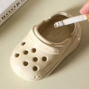 Ceramic Clog Ashtray Beige White Rectangular Home Office Hotel Decor