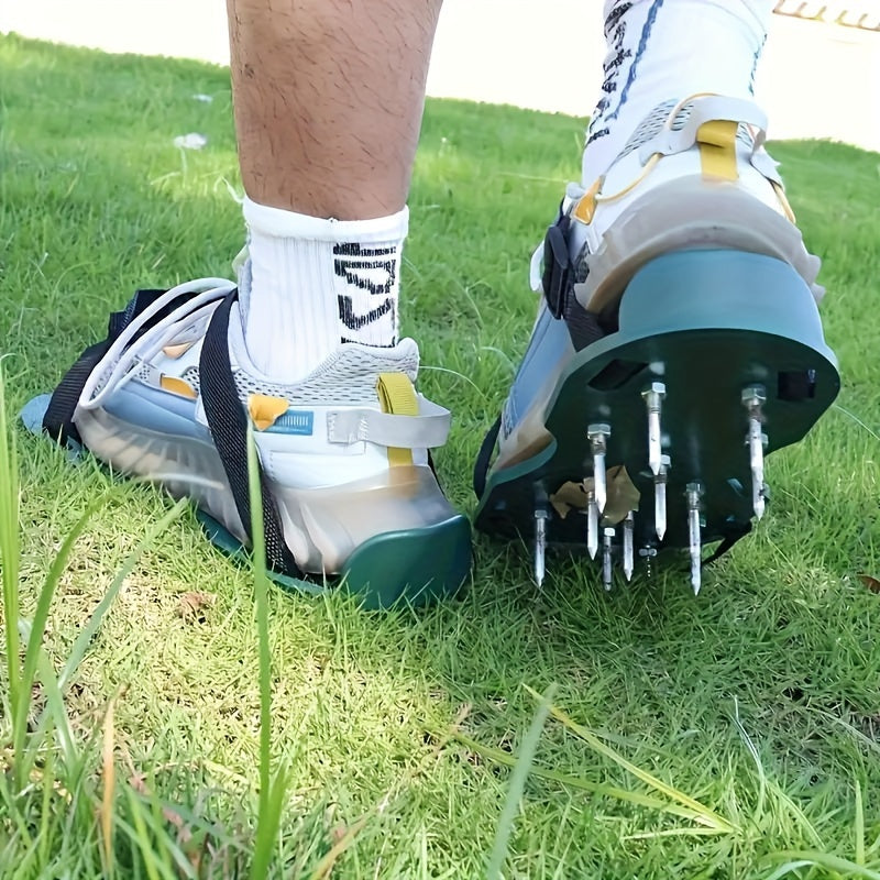 Garden Lawn Aerator Shoes with 5cm Spikes Plastic and Iron Soil Loosening and Nutrient Absorption