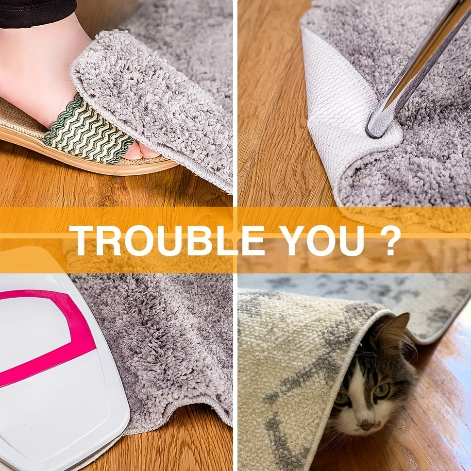 Non-Slip Washable Plastic Carpet Tape for Rugs, 4 Pieces, Indoor Use