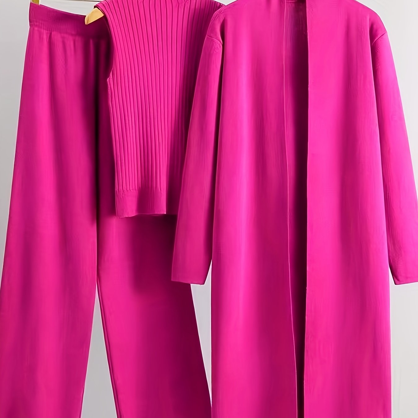 Women's Knit Set with Wide-Leg Pants Cardigan and Turtleneck Fall Winter 2024