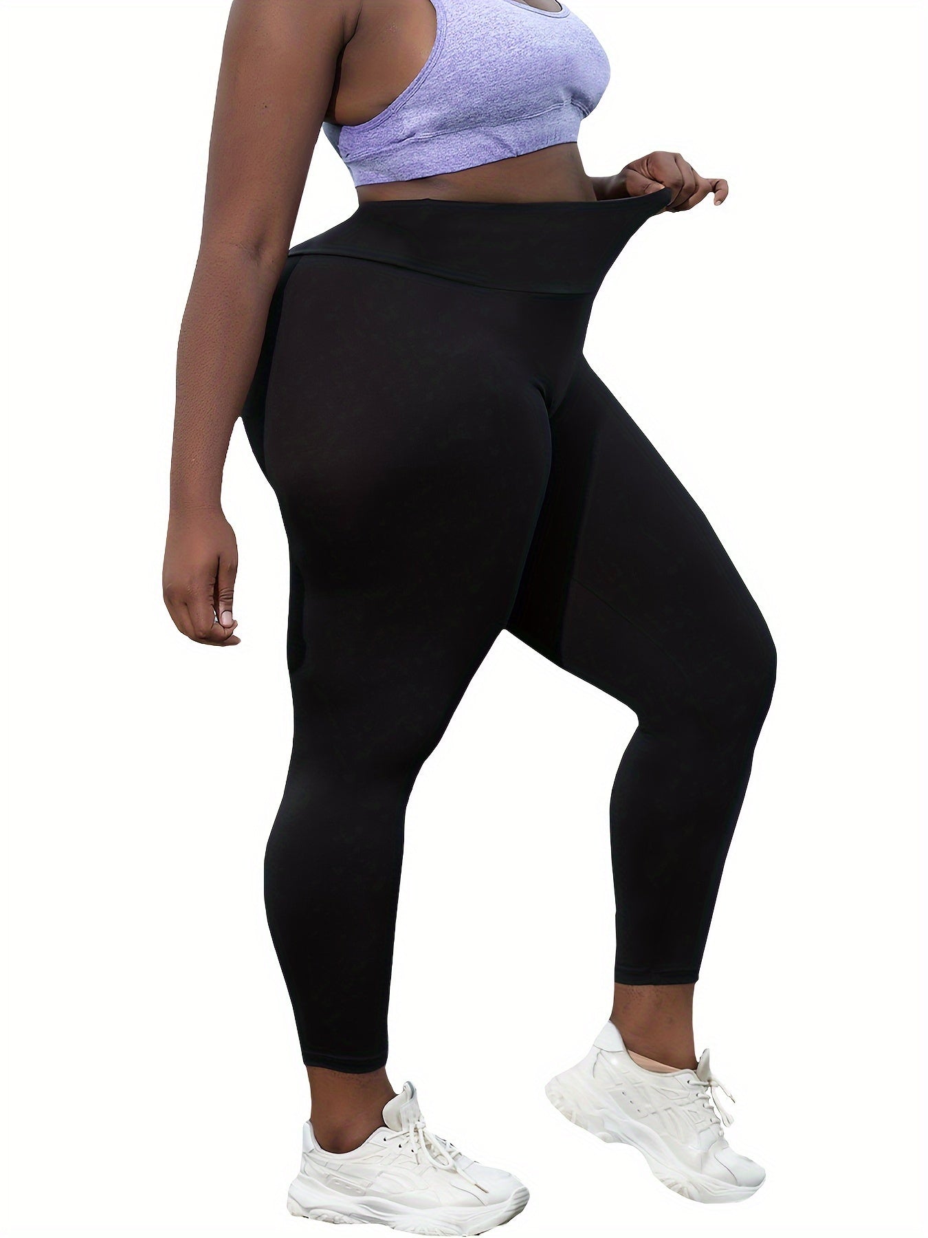 Plus Size High-Waisted Leggings for Women Soft Tummy Control Yoga Running