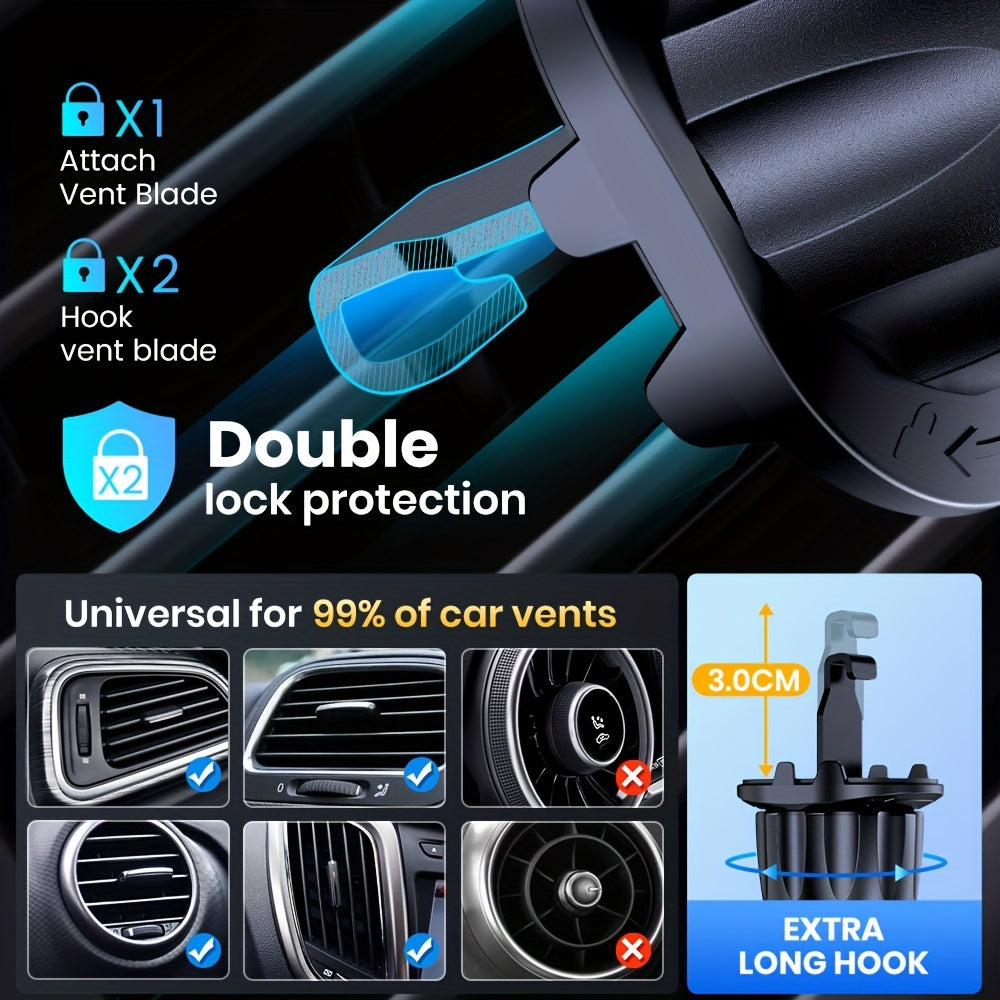 Car Phone Holder Mount Upgraded Metal Hook Air Vent Compatible with All Phones