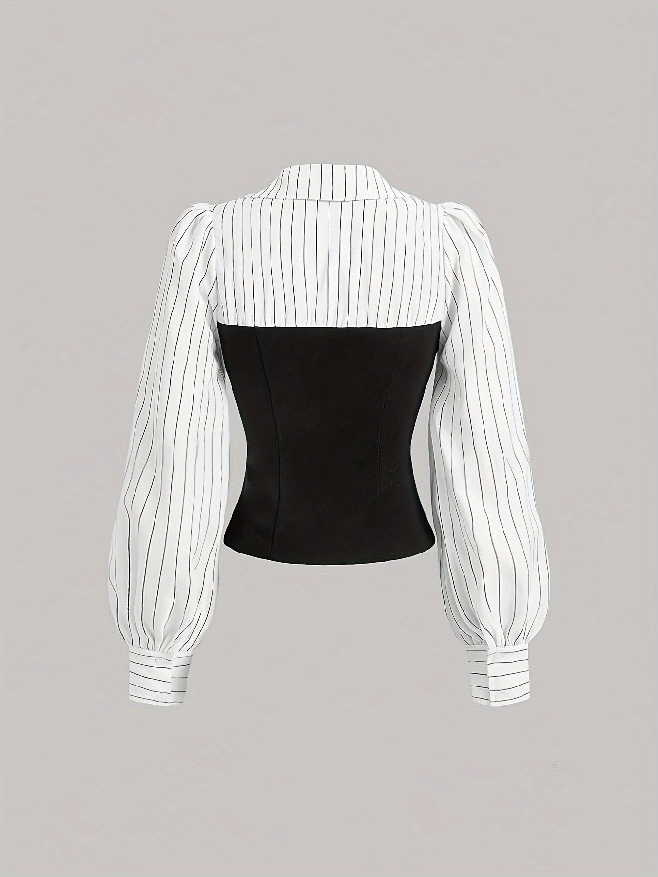 Women's Elegant Striped Patchwork Shirt Woven Polyester Spring Summer