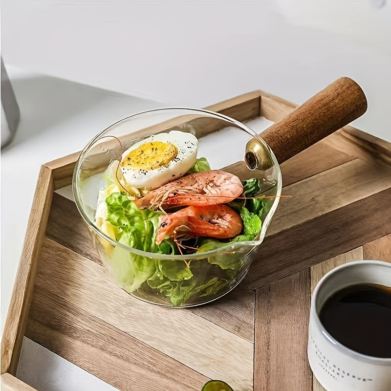 Набор стеклянных кастрюль с деревянной ручкой для молочного супа, лапши, маленьких и больших чашек, кухонная посуда