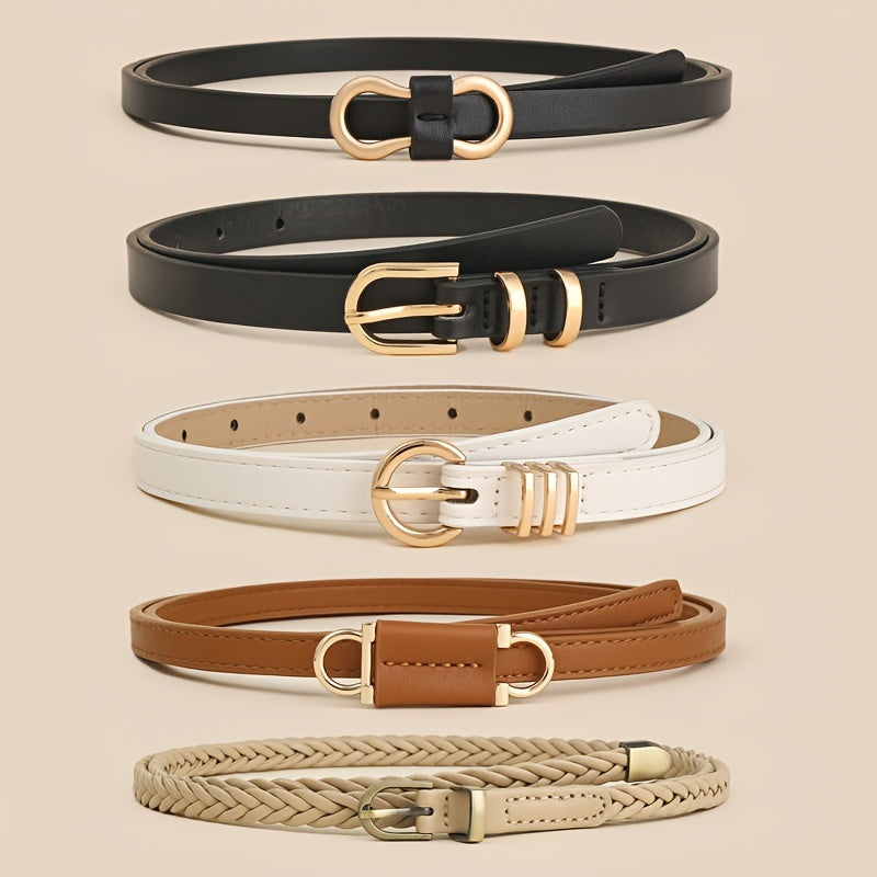 Women's Slim Waist Belts 5-Piece Set for Dresses and Jeans Spring Summer