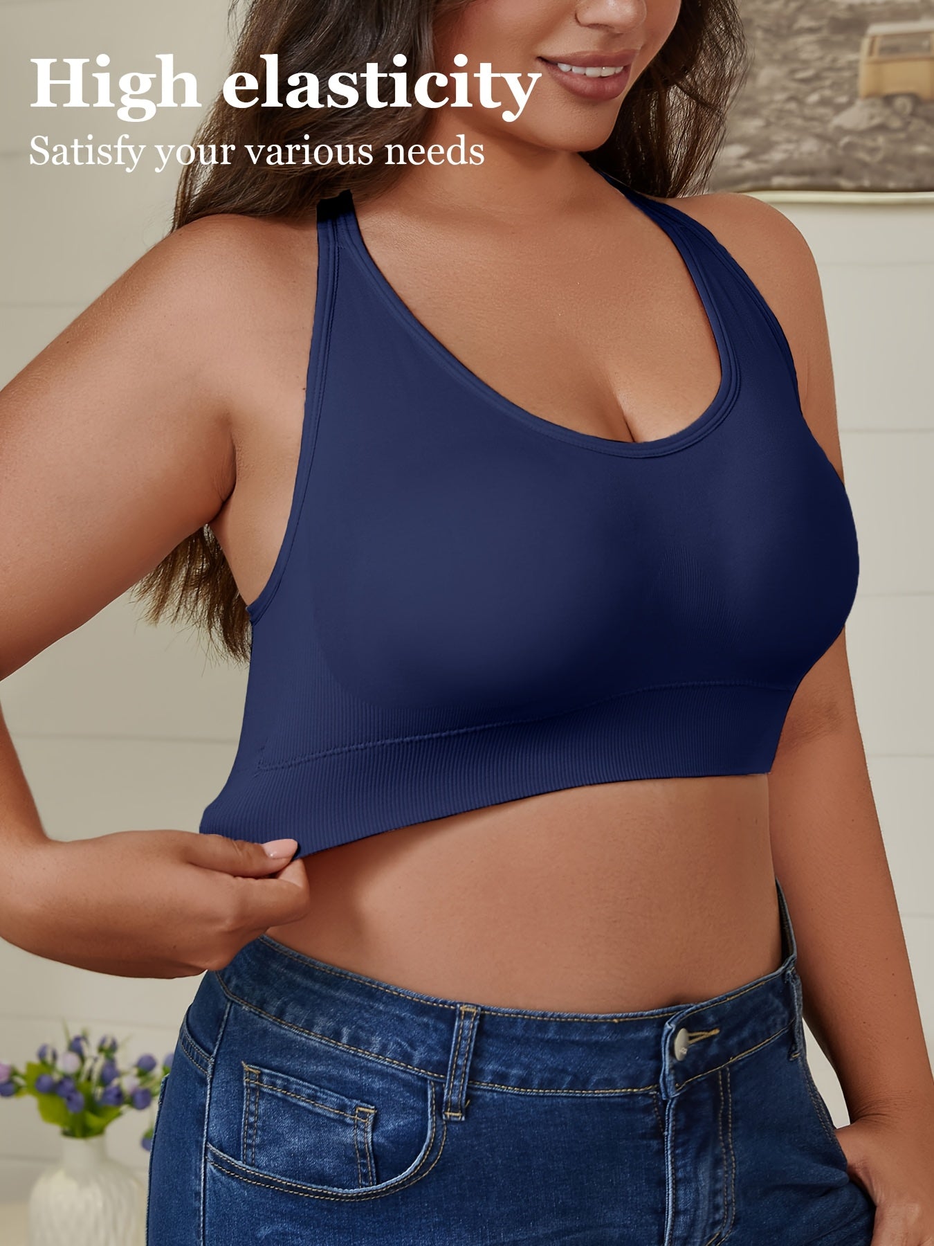 Women’s Plus Size Seamless Sports Bra 4 Pack Breathable Non-Slip Yoga Tank Top