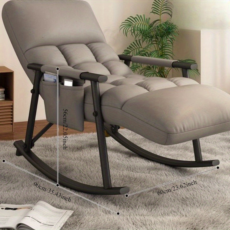 Adult Nordic Style Rocking Lounge Chair with Handle Recliner and Washable Tech Cloth
