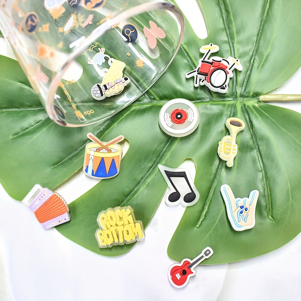 Unisex Plastic Luminous Music Shoe Charms Set for Sandals and Outdoor Shoes
