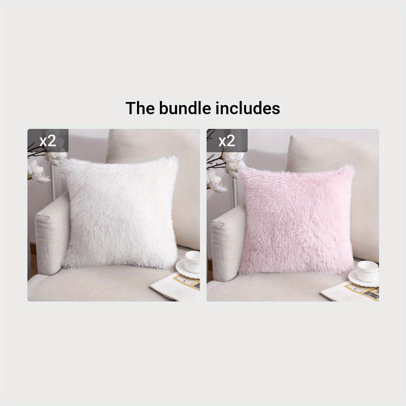 40.64 cm Fuzzy Throw Pillow Cover with Zipper Square Cushion Cover for Sofa Bed Decor