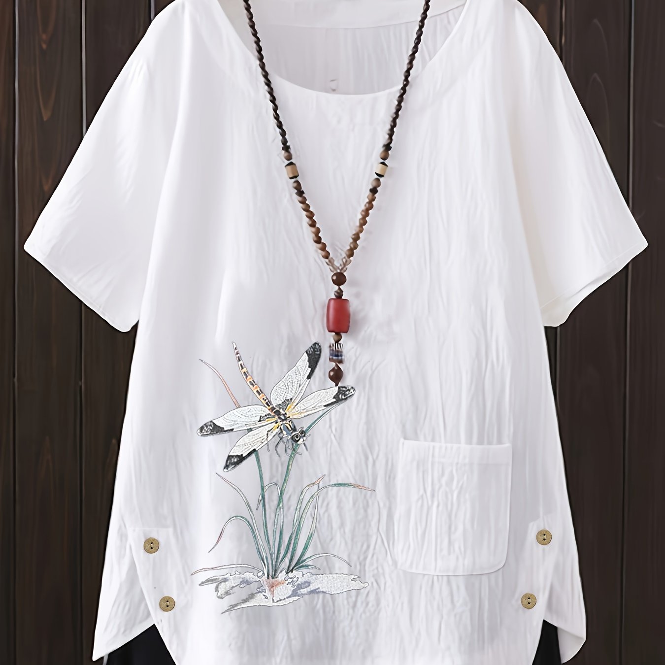 Plus Size Women's Animal Print Casual Button-Up Shirt Navy Blue Short Sleeve