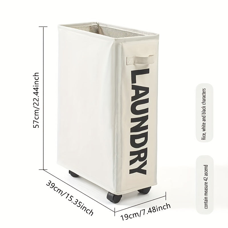 Cesta de ropa sucia con ruedas, diseño plegable y tapa de malla 55,88cm
