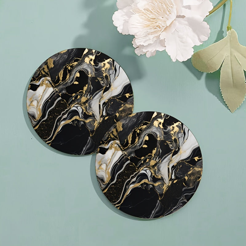Set de posavasos redondos con patrón de mármol, aislamiento térmico, antideslizantes, lavables, decoración de cocina y coche