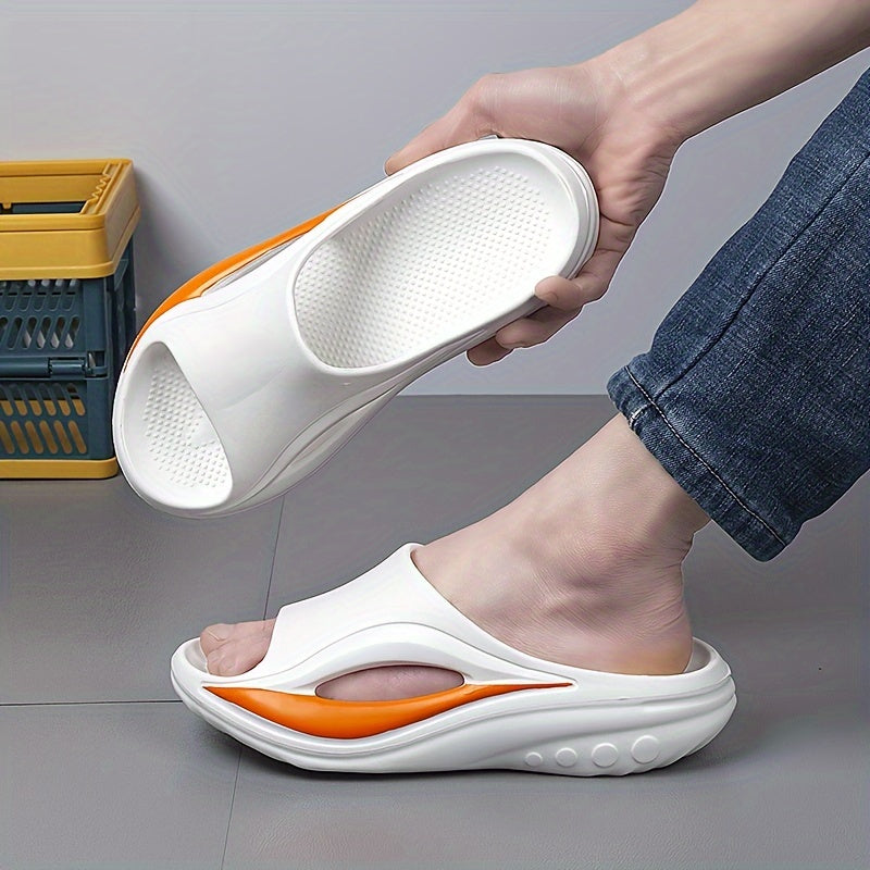 Men's Beige EVA Slides with Arch Support Thick Cushioned Sole Non-Slip Indoor Outdoor Summer