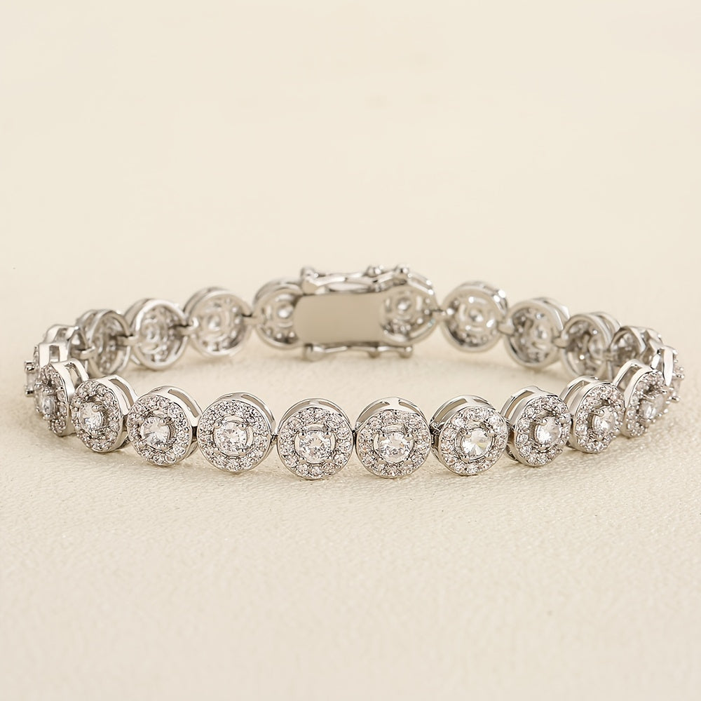 Women's Tennis Bracelet with Zirconia, Copper, Elegant Jewelry for Casual and Formal Wear