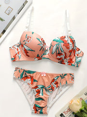 Women’s Color Block Lace Lingerie Set with Bra and Panties