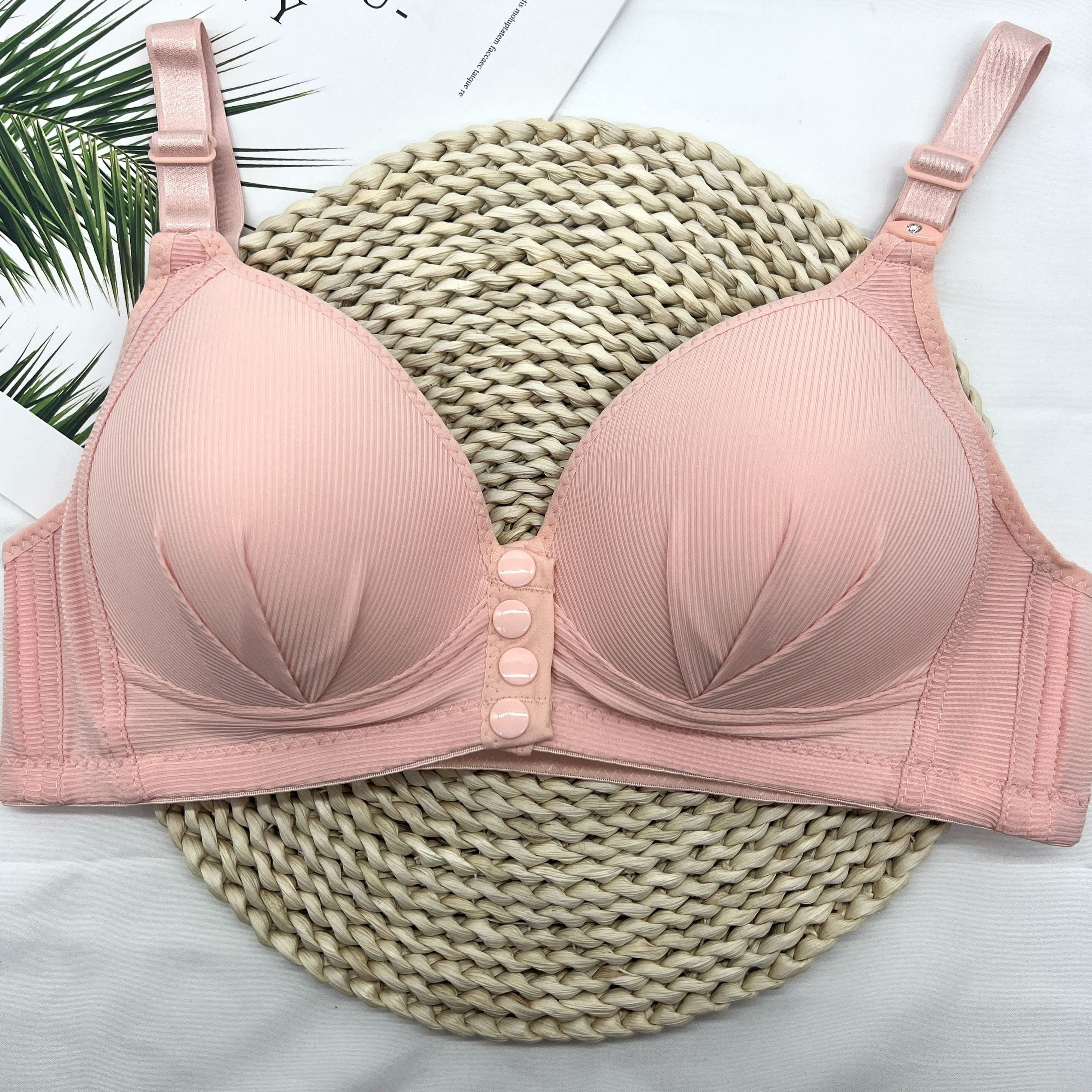 Pink Wireless Full Coverage Push-Up Bra for Women Nylon Elastane Non-Removable Pads