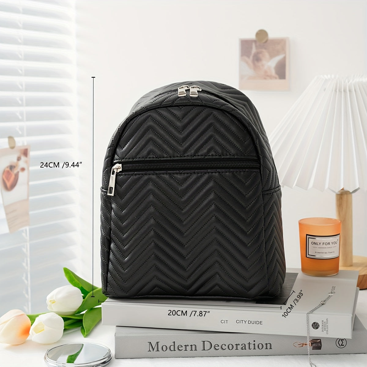 Women's Wavy Pattern Backpack Large Capacity Casual Travel Hiking Diaper Bag