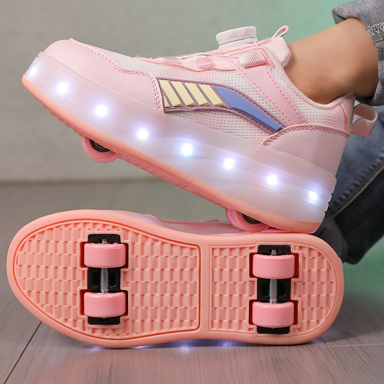 Kids' LED Flash Roller Skates for Boys and Girls, USB Rechargeable, Indoor Outdoor, All-Season