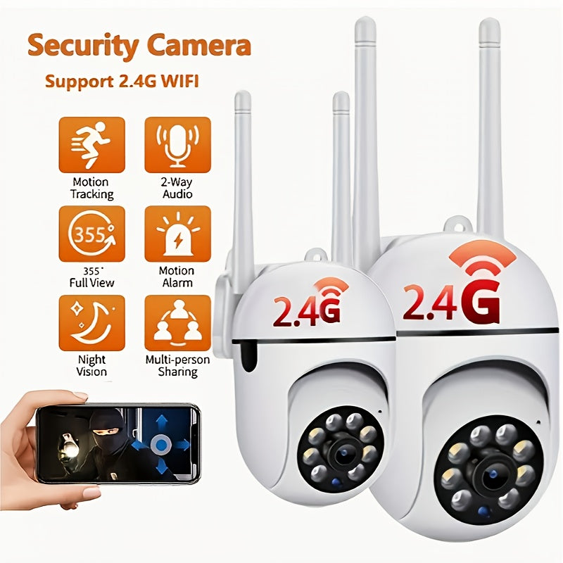 1080p WiFi Indoor Outdoor Security Camera with Night Vision Two-Way Audio Motion Tracking